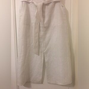 Lauren Ralph Lauren White Linen Skirt W/Black Pinstripes Midi Size 14